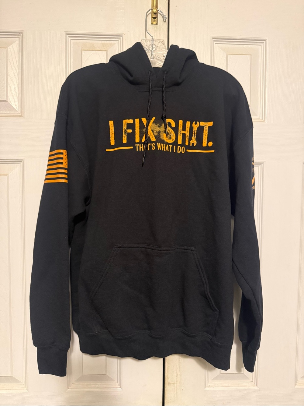 Grunt Style Black Hoodie with Yellow Graphic "I Fix Shit"